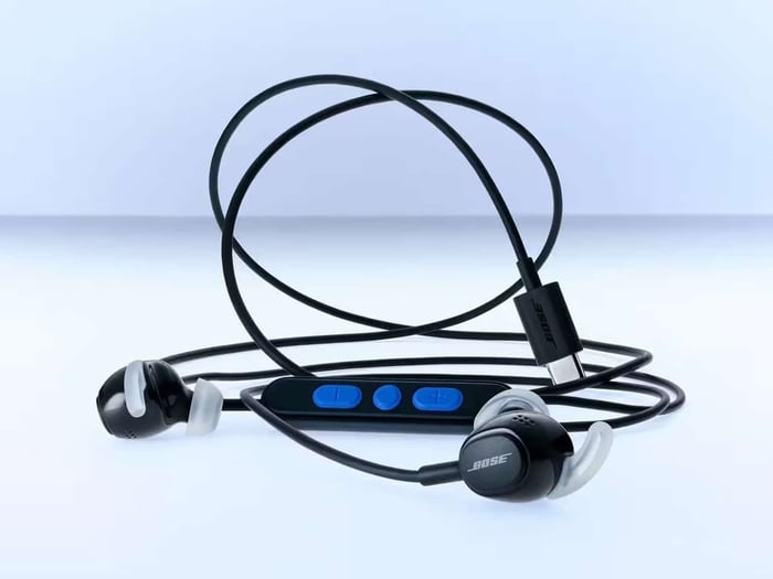 Bose wired earbuds displayed in one of the available color options