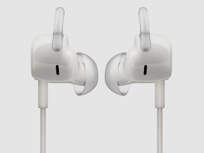 Bose wired earbuds with their USB-C cable and control remote