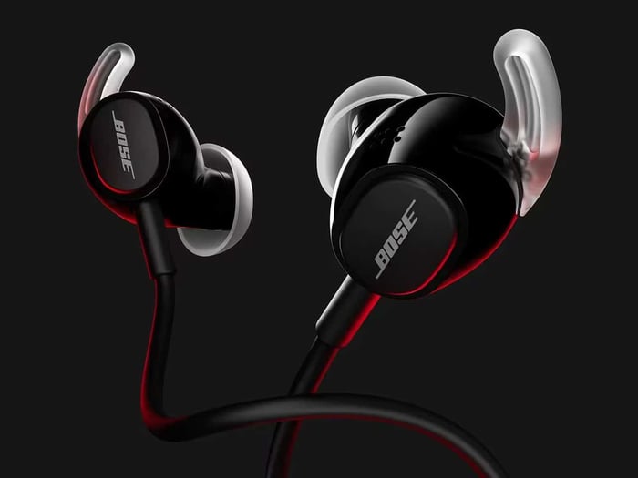 Bose wired earbuds presented in a clean product view