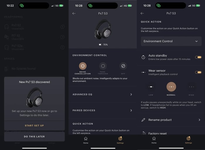 Bowers & Wilkins PX7 S3 app connectivity