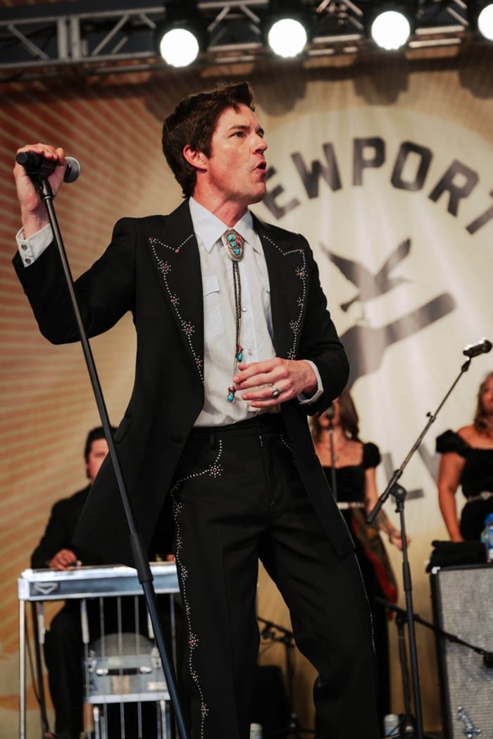Brandon Flowers performs at Newport Folk Festival. Credit: Rob Loud