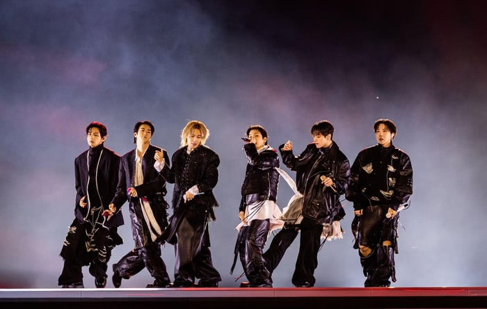 BTS performing at Gwanghwamun Square, Seoul.