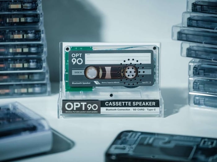 Side A Cassette Speaker with retro clear shell