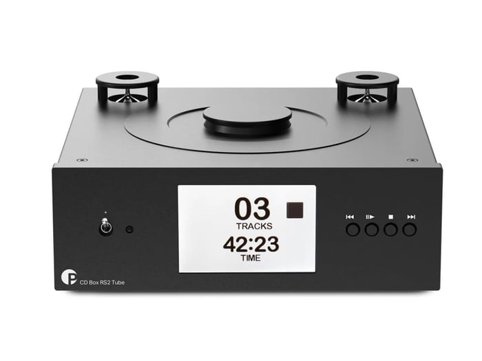 Side view of CD player highlighting tubes