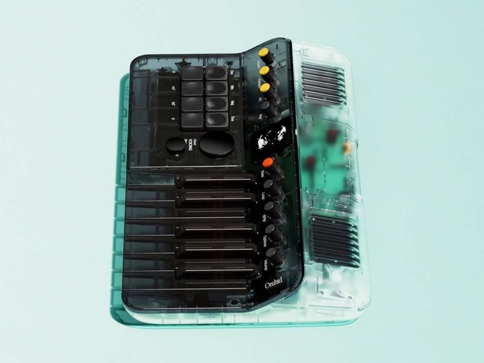 Close-up of the Clear Orchid Arctic’s internal speaker assembly and hardware layout