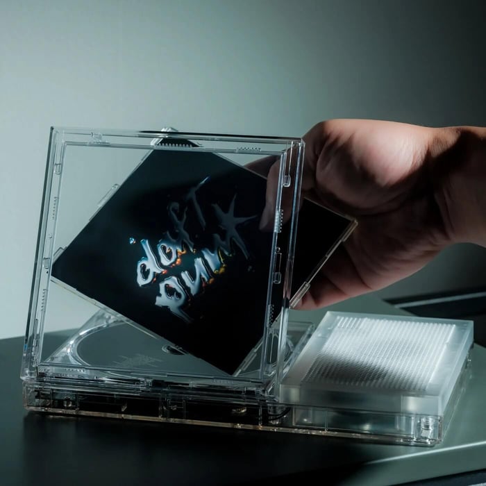 Transparent ClearFrame CD player shown as a display object