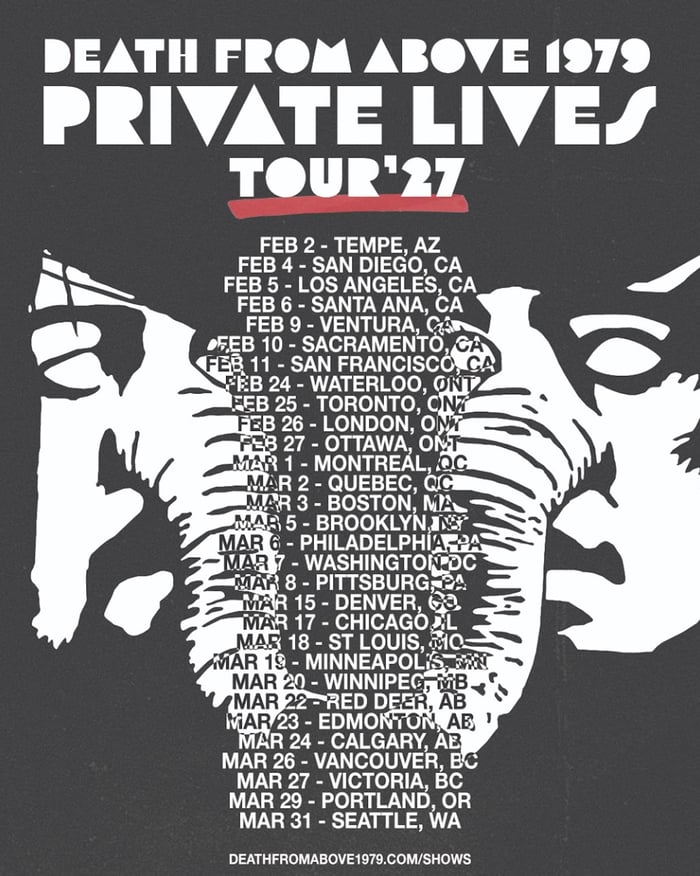 Death From Above 1979 Private Lives tour poster