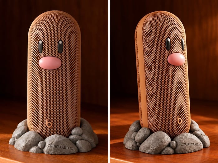 Diglett-inspired Beats Pill speaker emerging from rocks