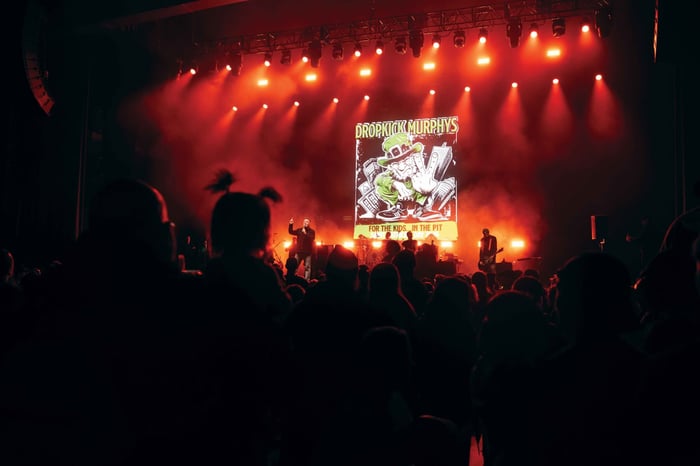 Crowd enjoying Dropkick Murphys kid-friendly concert at Fenway