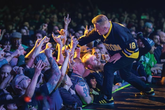 Ken Casey working the crowd at Fenway with Dropkick Murphys