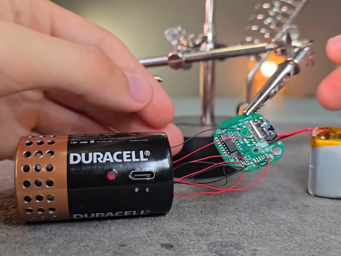 Close-up of the carefully wired mini components.