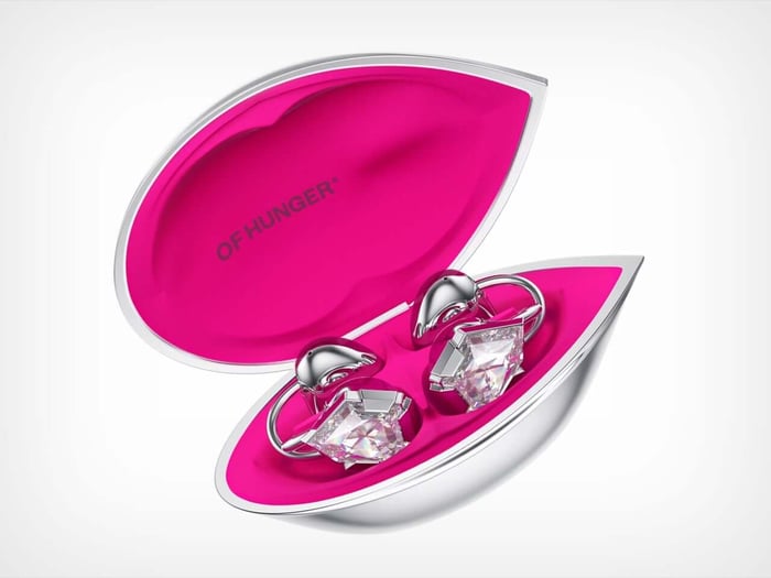 AI Smart Gemstone Earpiece, styled like fine jewelry