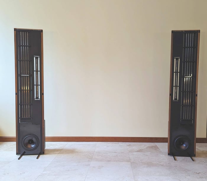 Eminent Technology LFT-8c planar loudspeaker with distinctive mid/treble panel.