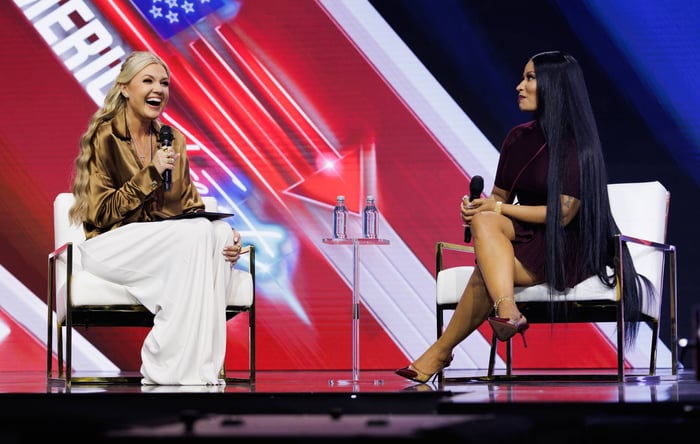 Nicki Minaj and Erika Kirk on stage