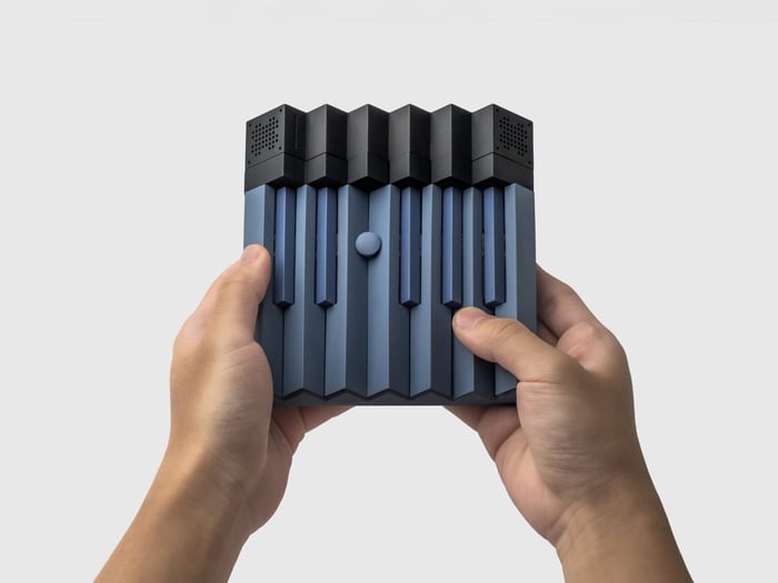 User interacting with Everglow’s tactile interface