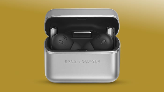 Elegant polished aluminum earbuds from Bang & Olufsen