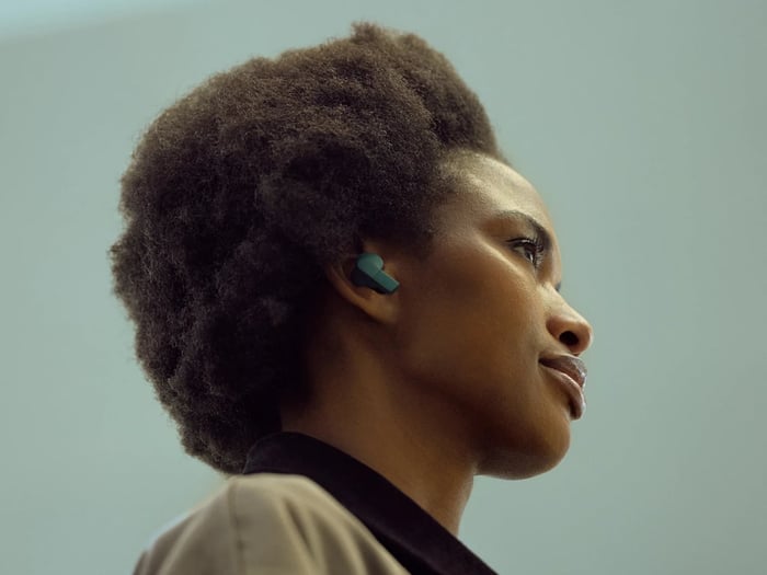 Fairbuds 2 earbuds showing their compact design