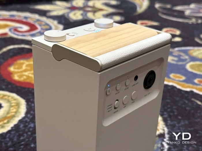 Close-up showing sleek and clean speaker finish