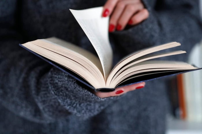 A woman and a book..