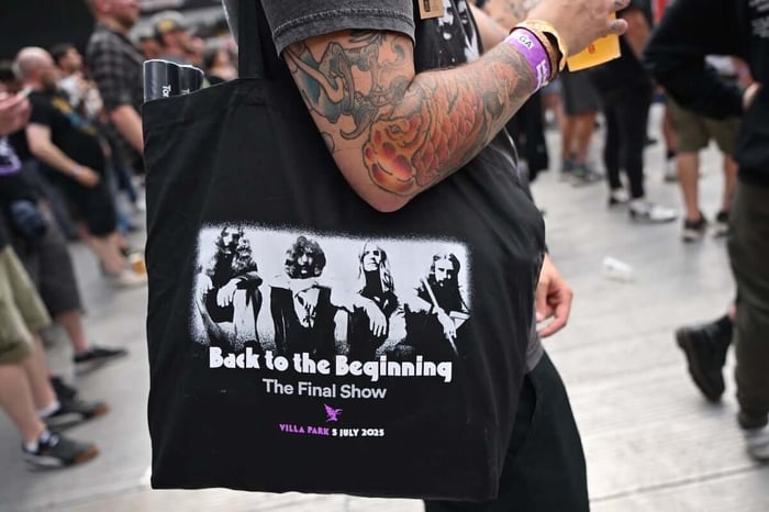 Fans during Black Sabbath’s “Back to The Beginning” concert, Ozzy Osbourne’s final gig as the band’s frontman at Villa Park in Birmingham, central England, on July 5, 2025. (Credit: Andy Buchanan / AFP)