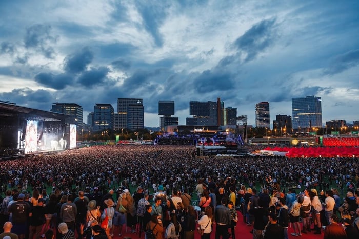View of the crowd during Primavera Sound 2026 at Parc Del Forum on June 05, 2026, in Barcelona, Spain.