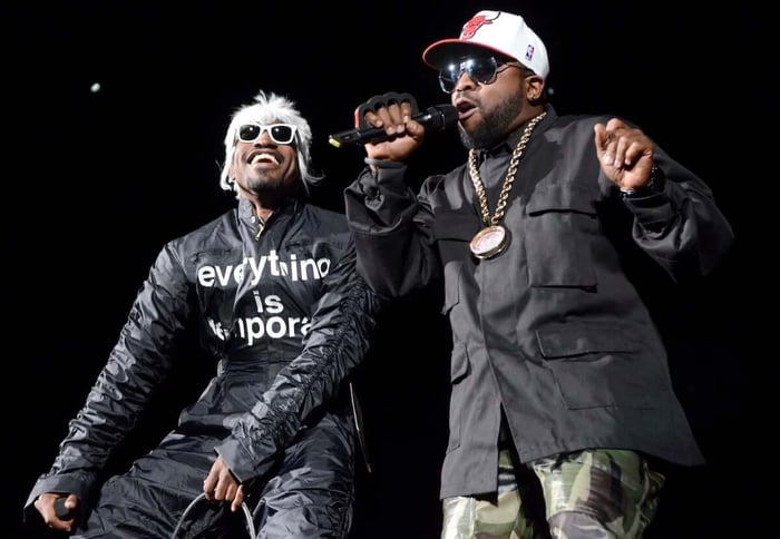 Andre 3000 and Big Boi of Outkast perform during the Sasquatch! Music Festival at the Gorge Amphitheater on May 24, 2014, in George, Washington.
