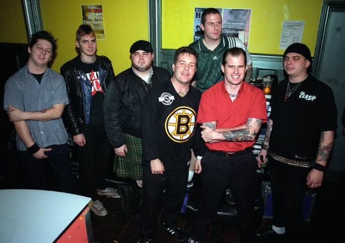 Dropkick Murphys backstage in London 2002