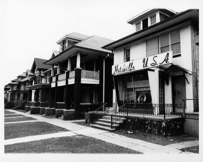 Motown Records building exterior in 1966 in Detroit, Michigan