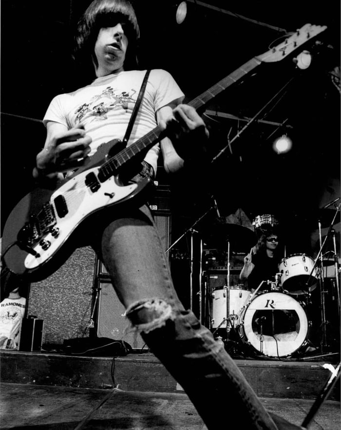 Johnny Ramone of the Ramones plays CBGB in 1976.