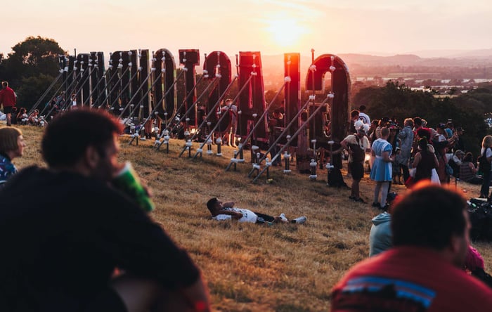 The Park area at sunset during Glastonbury 2023
