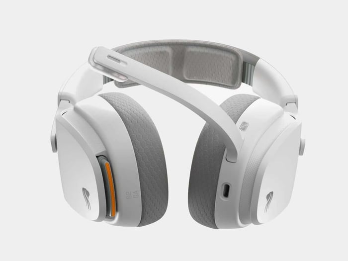 Headset side view showing detachable mic
