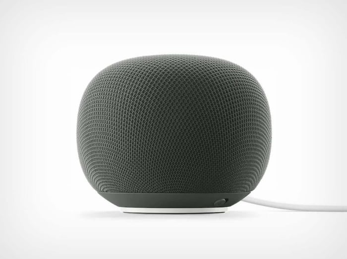 Side view of Google Home Speaker 2026 showcasing its soft design