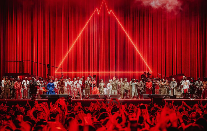 Gorillaz band at Tottenham Stadium on June 20 2026