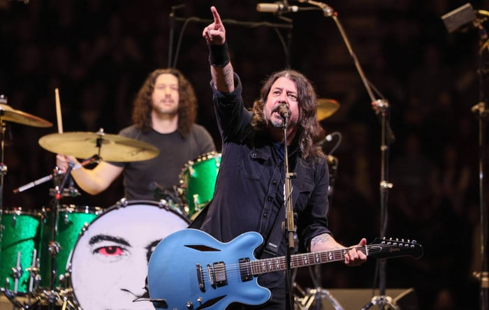 Dave Grohl rocking the stage with Foo Fighters
