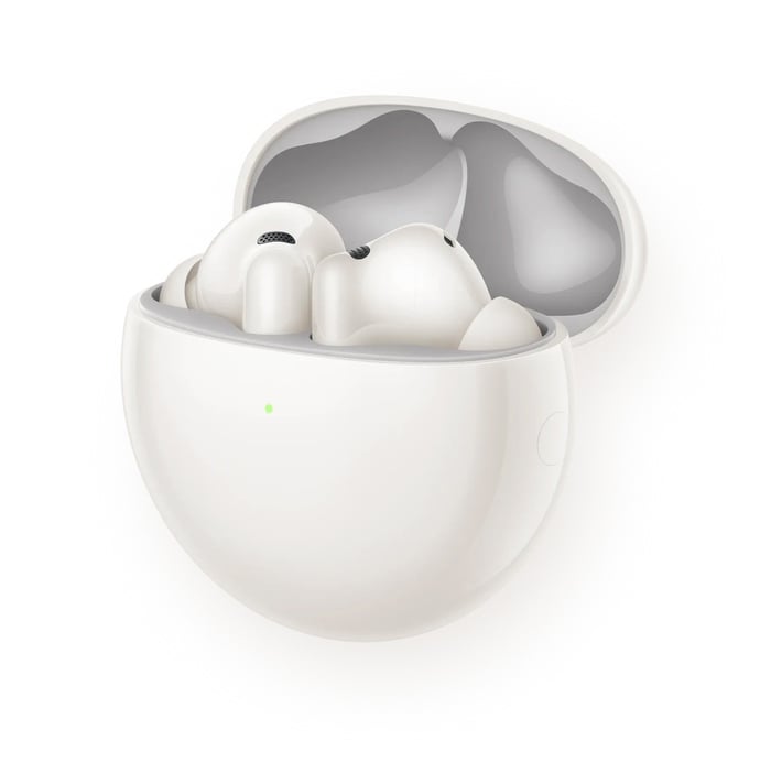The compact round charging case fits comfortably in your hand and pocket.