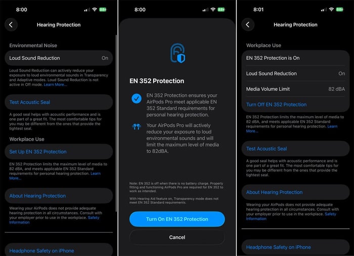 User controlling Hearing Aid Mode on AirPods Pro