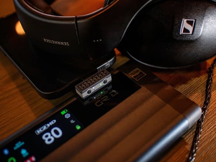 Detailed product view of the iFi Audio UP Play Max wireless audio dongle