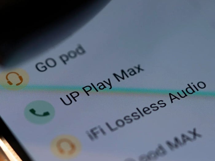 Side view of the iFi Audio UP Play Max transmitter designed for portable use
