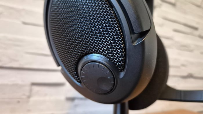 Side view of Drop + Epos PC38X headset with microphone