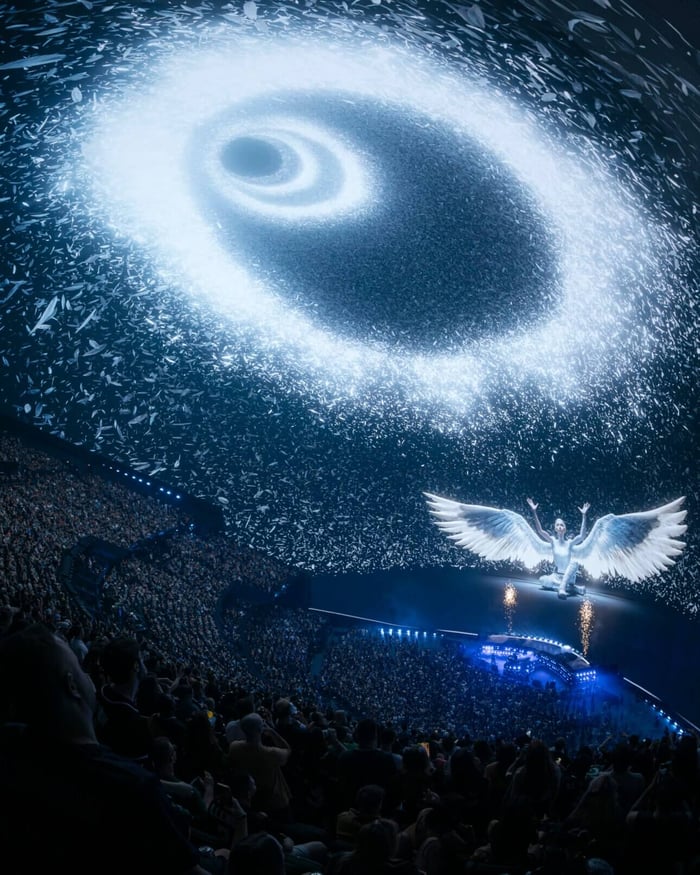 Dynamic stage lighting complements the music's energy