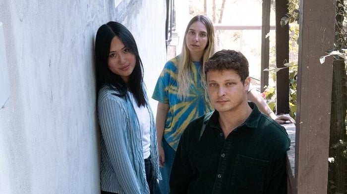 Los Angeles at dusk with graffiti and jacaranda petals