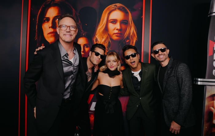 Ice Nine Kills, McKenna Grace and Matthew Lillard at the Scream 7 premiere.