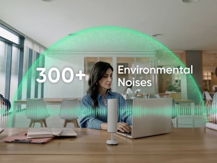 The 8-microphone 3D array inside the Wave captures every voice crisply, even from afar.