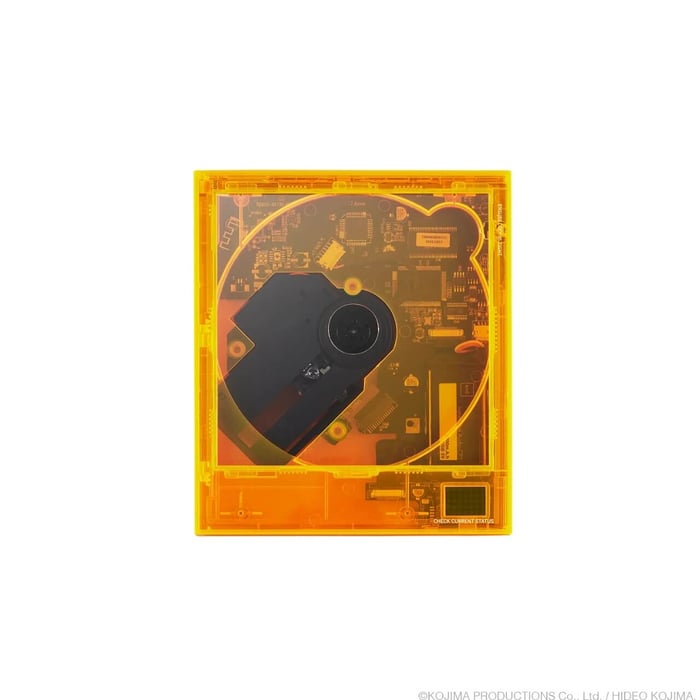 Another angle showing the glowing CD player with disc inserted