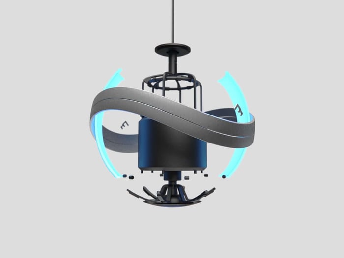 The glowing mechanical iris of IRIS 4.0 in active mode