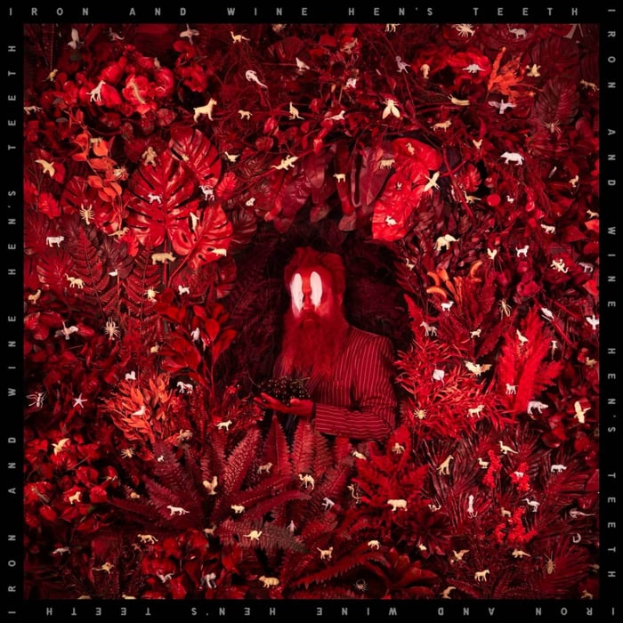 Album artwork for Iron & Wine’s Hen’s Teeth reflecting the mysterious and rare nature of the record.