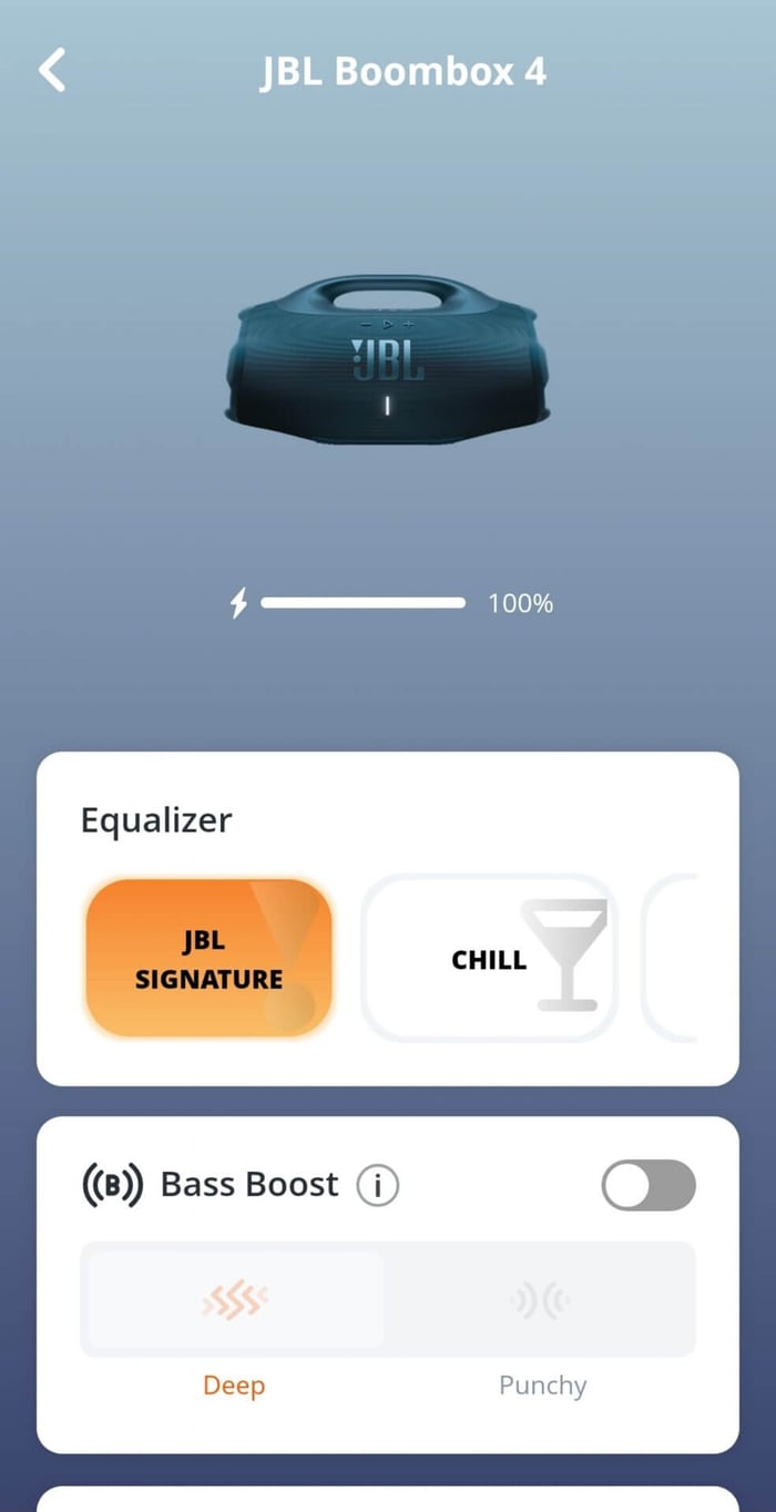 JBL Portable app offers detailed sound customization.