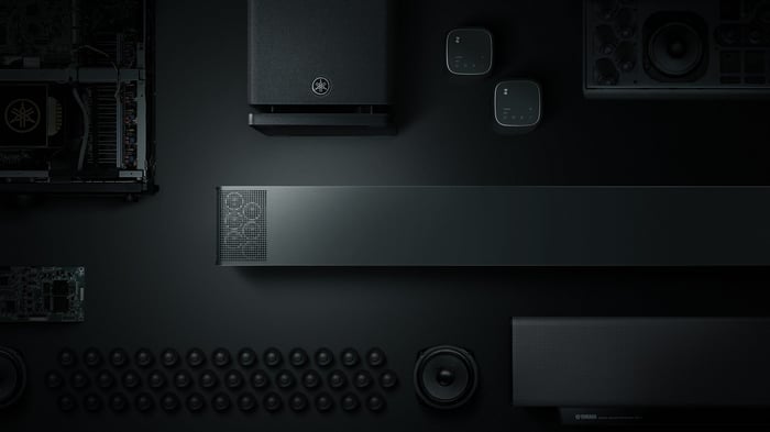 Yamaha True X Surround 90A soundbar showcasing sleek design and advanced speaker array