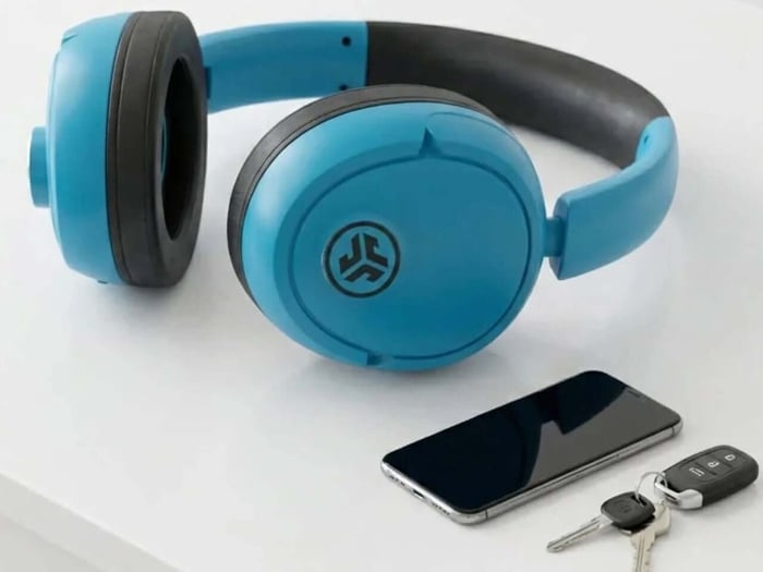 Blue XL headphones in use