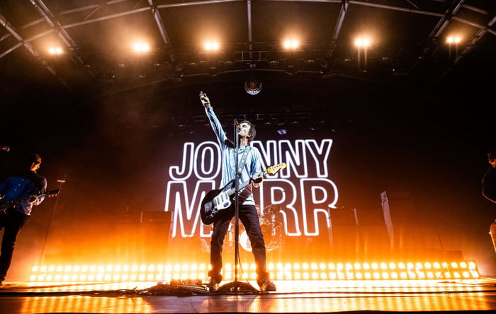 Johnny Marr performing at Manchester’s Castlefield Bowl